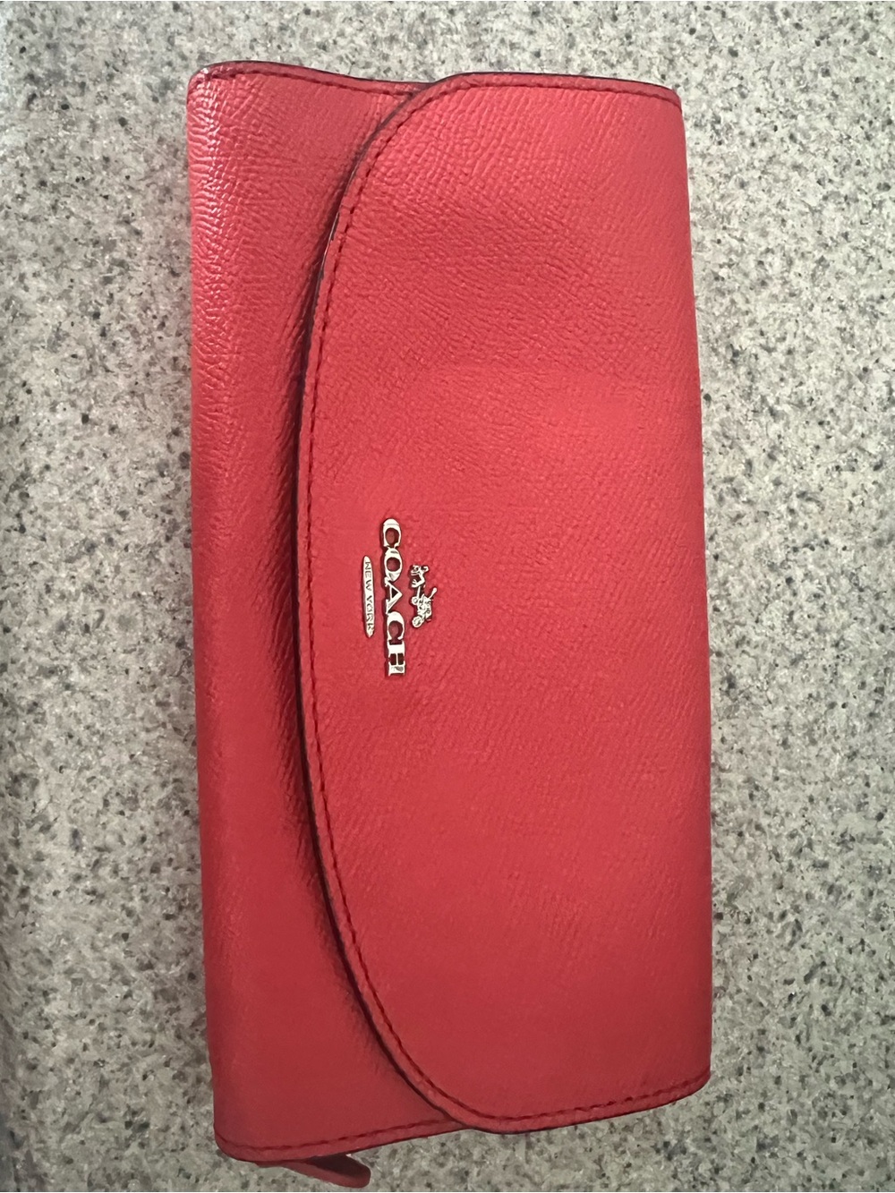 Coach Red/orange Leather Continental Wallet Clutch - Picture 1 of 4